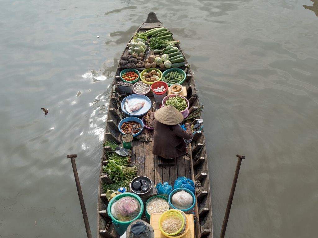 Mercados Flutuantes em Can Tho no Vietname